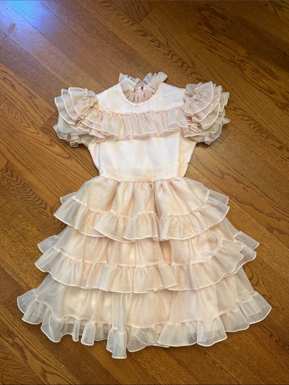 Kids Vintage Ruffled Party Dress in Light Pink by Merry Girl size 8-
